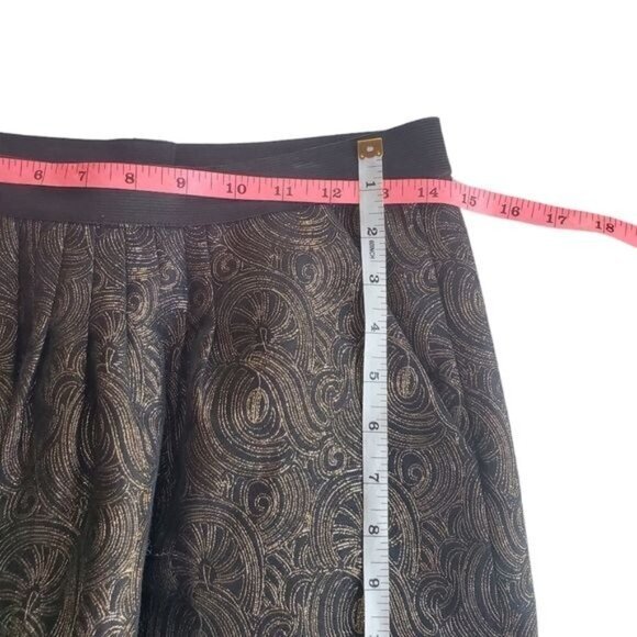 2B.RYCH Womens Skirt SZ 6 Black Gold Metallic Swirl Pleated Lined Knee Zipper - Picture 5 of 10